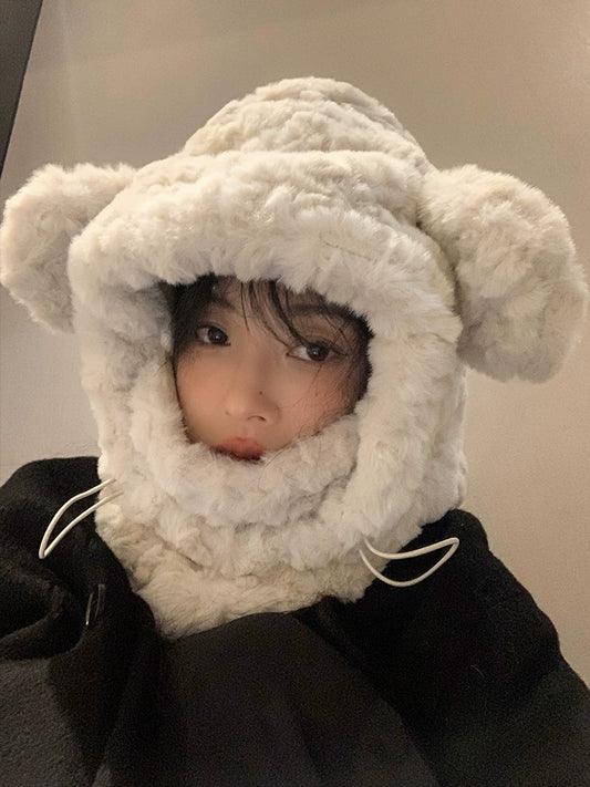 Stuffed Bear Earmuffs Hat