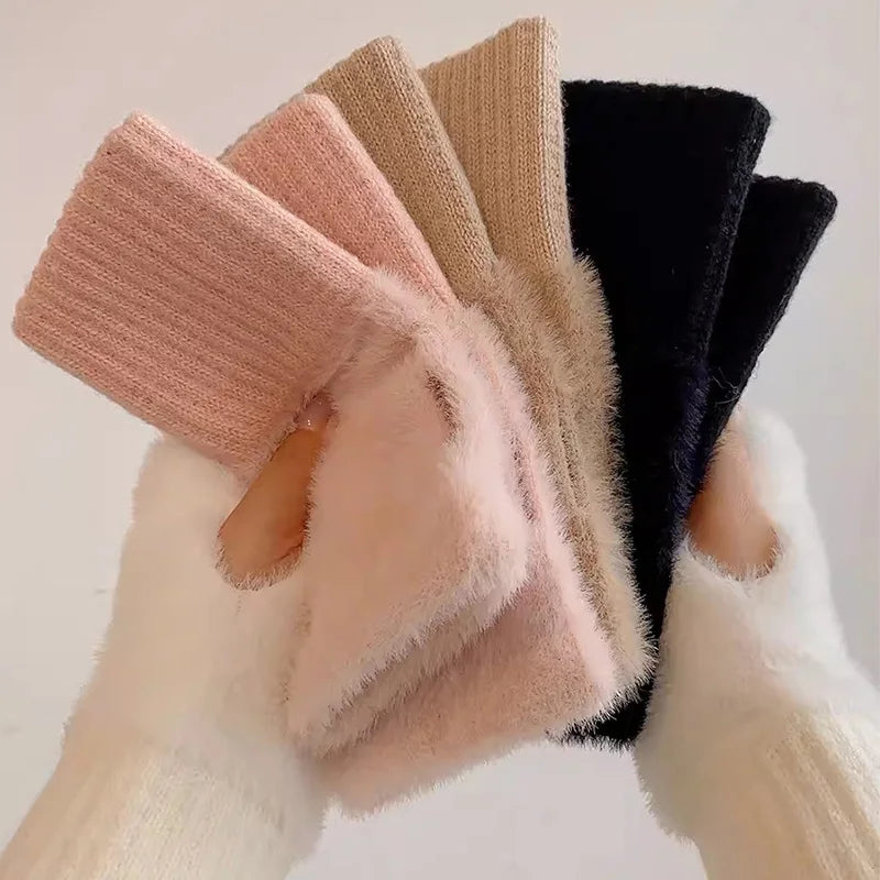 Mink Fleece  Fingerless Gloves