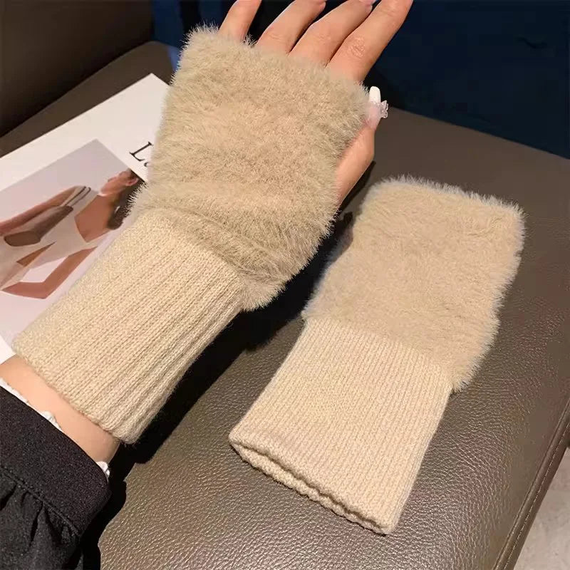 Mink Fleece  Fingerless Gloves