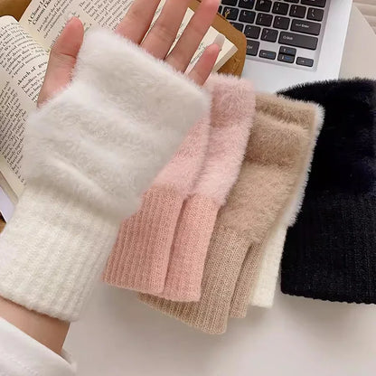 Mink Fleece  Fingerless Gloves