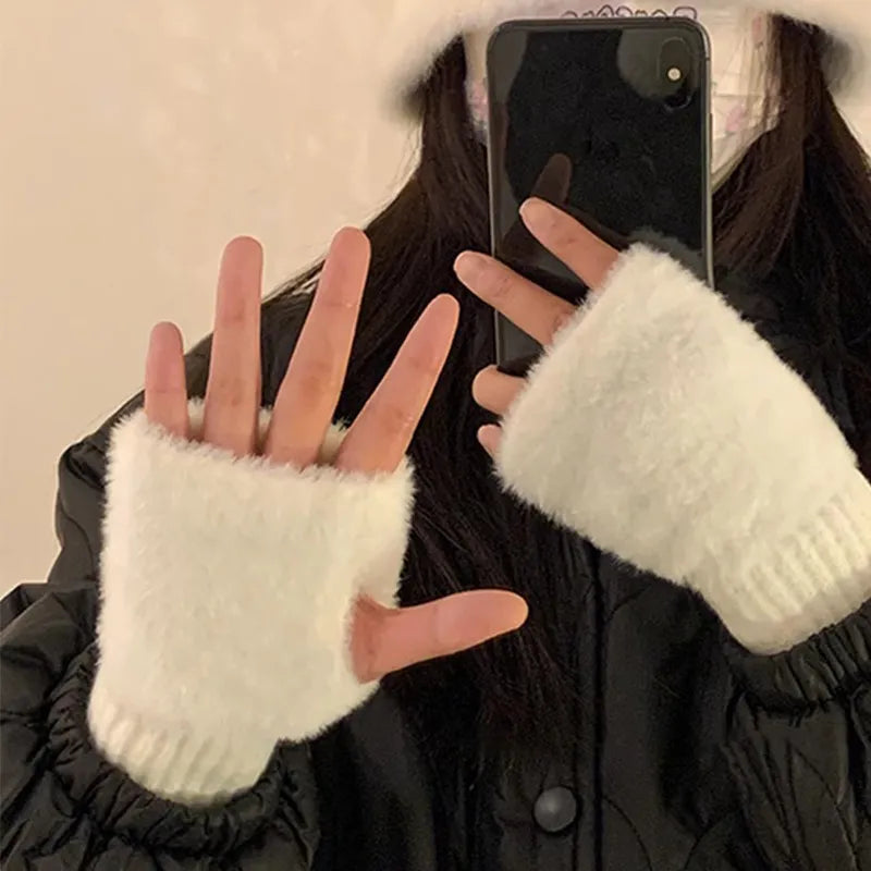 Mink Fleece  Fingerless Gloves