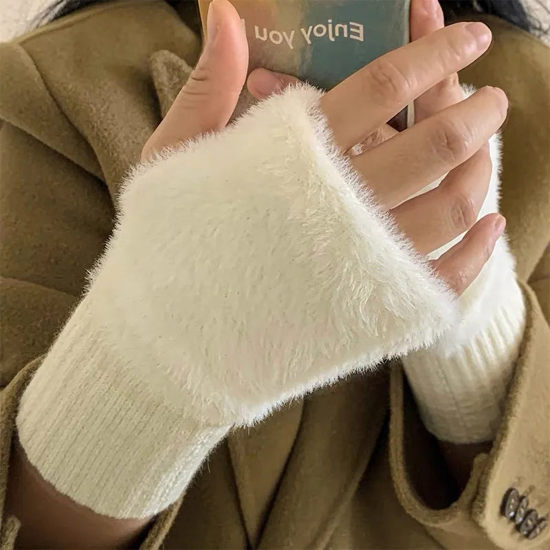 Mink Fleece  Fingerless Gloves